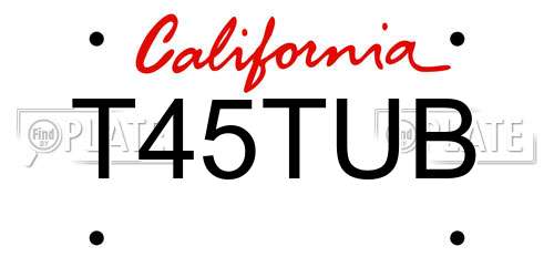 T45TUB California License Plate