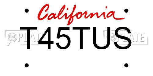 T45TUS California License Plate