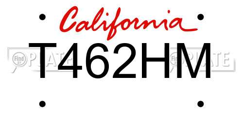 T462HM California License Plate