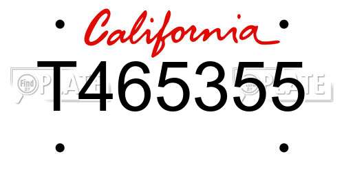 T465355 California License Plate