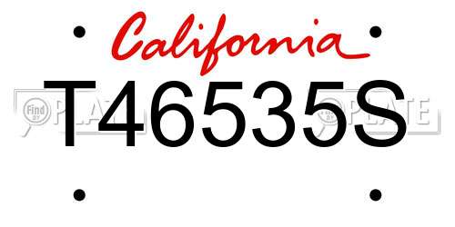 T46535S California License Plate