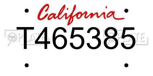 T465385 California License Plate