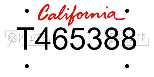 T465388 California License Plate