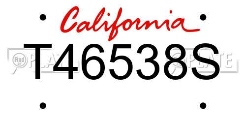 T46538S California License Plate