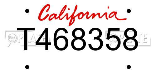 T468358 California License Plate