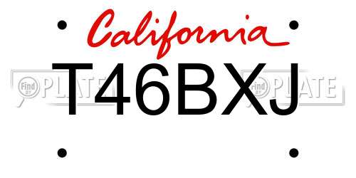 T46BXJ California License Plate