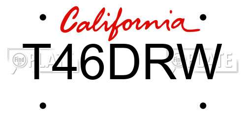 T46DRW California License Plate