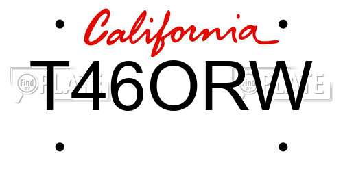 T46ORW California License Plate