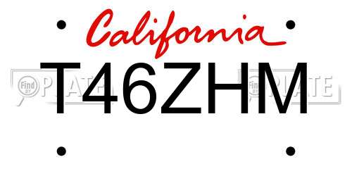 T46ZHM California License Plate