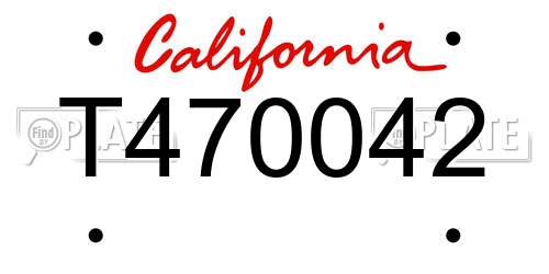 T470042 California License Plate