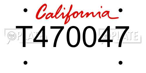 T470047 California License Plate