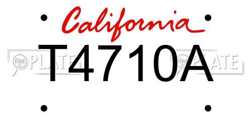 T4710A California License Plate