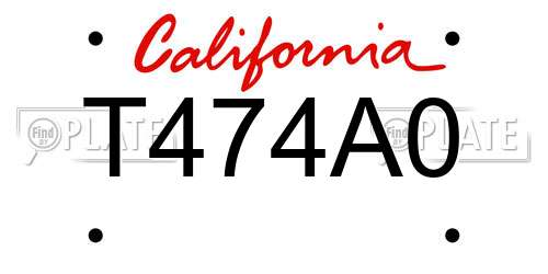 T474A0 California License Plate