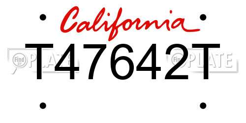 T47642T California License Plate