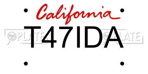 T47IDA California License Plate
