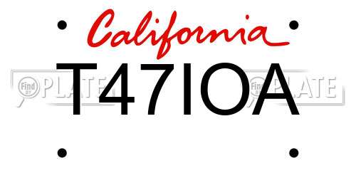 T47IOA California License Plate