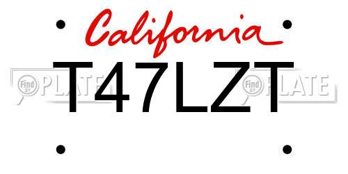 T47LZT California License Plate