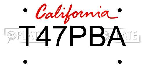 T47PBA California License Plate