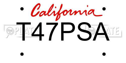 T47PSA California License Plate