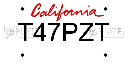 T47PZT California License Plate