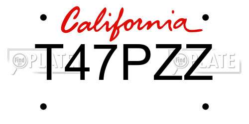 T47PZZ California License Plate