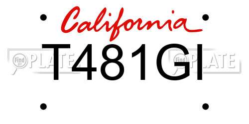 T481GI California License Plate