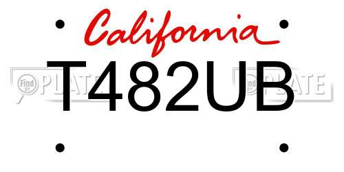 T482UB California License Plate