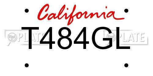 T484GL California License Plate