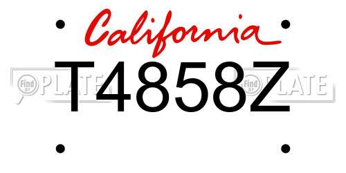T4858Z California License Plate