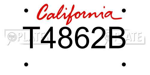 T4862B California License Plate