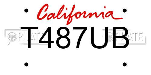 T487UB California License Plate