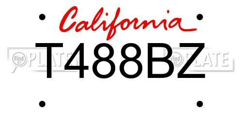 T488BZ California License Plate