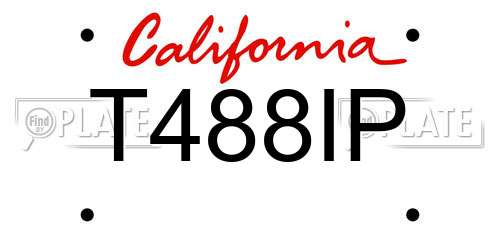 T488IP California License Plate