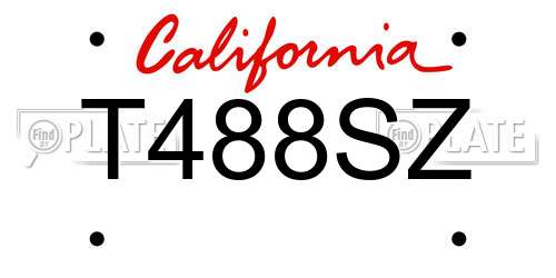 T488SZ California License Plate