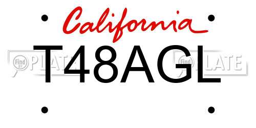 T48AGL California License Plate