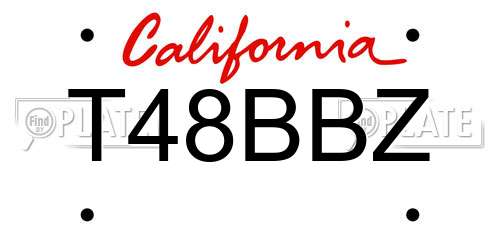 T48BBZ California License Plate