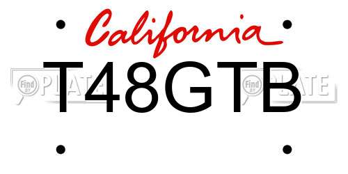T48GTB California License Plate