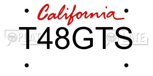 T48GTS California License Plate