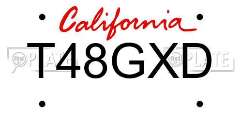 T48GXD California License Plate