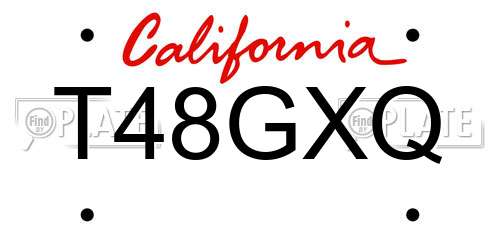 T48GXQ California License Plate