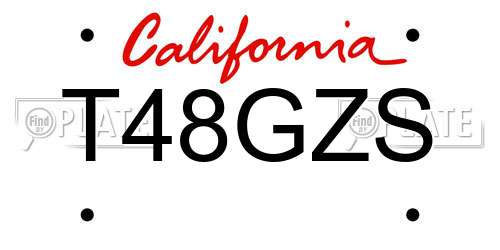 T48GZS California License Plate