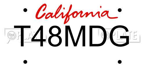 T48MDG California License Plate
