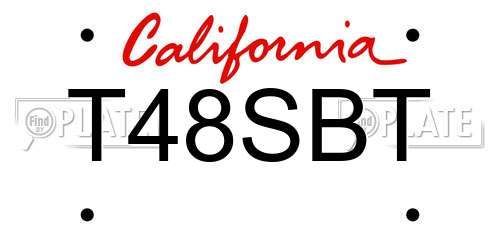 T48SBT California License Plate