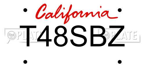 T48SBZ California License Plate