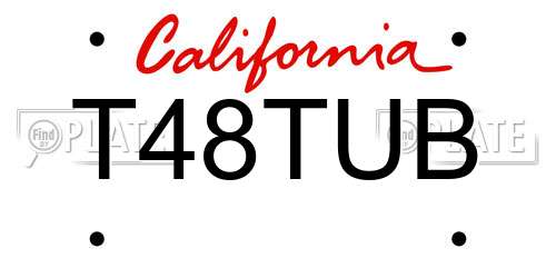 T48TUB California License Plate