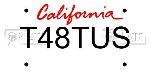 T48TUS California License Plate