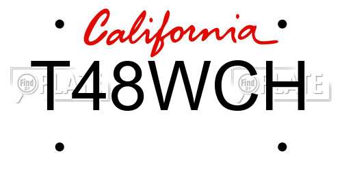 T48WCH California License Plate