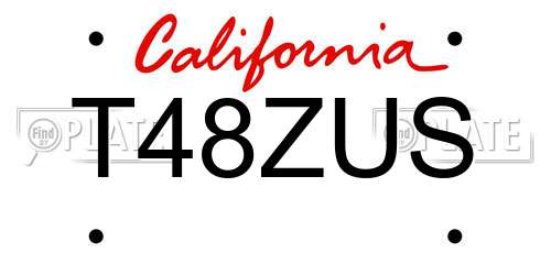 T48ZUS California License Plate