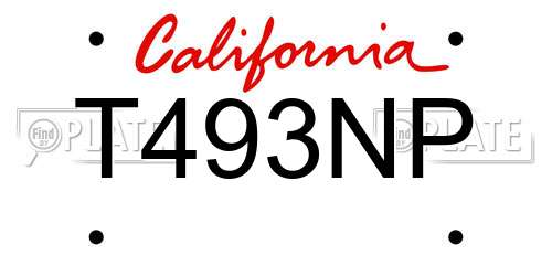 T493NP California License Plate