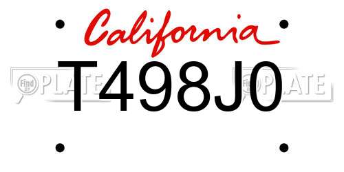 T498J0 California License Plate